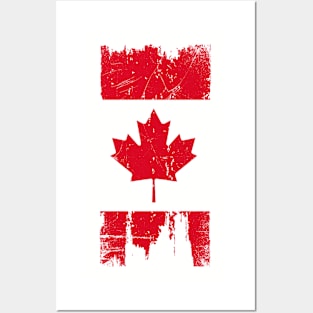 Canadian Flag - Variant - Red - Distressed Posters and Art